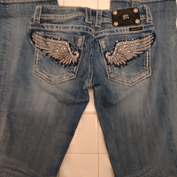 Miss Me Embellished Denim Boot Cut  Jeans with Wing Design - Picture 2 of 10